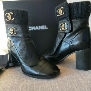 CHANEL Black Short Booties Boots (23K Collection) - Size 37.5